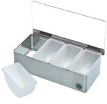 American Metalcraft CD4 Stainless Steel 4-Compartment Unchilled Condiment Holder