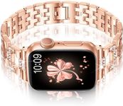 Vamyzji Compatible with Apple Watch Band Series 10 42mm 41mm 40mm 38mm, Metal iWatch Band for Apple Watch Series 10 9 8 7 6 5 4 3 2 1 SE, Bling Luxury Fashion Metal Band for Women Girl（Rose Gold）