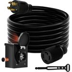 HZXVOGEN 30 Amp Generator Cord and Power Inlet Box Kit with Locking Connector, 4 Prong 20 Feet Heavy Duty NEMA L14-30P/L14-30R, 125/250V 7500W 10 Gauge SJTW Home Generator/RV Extension Cord,ETL Listed