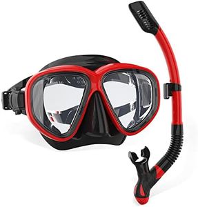 SwimStars Snorkel Set for Women and Men, Anti-Fog Adult Tempered Glass Mask for Snorkeling, Swimming and Scuba Diving, Dry Top Snorkel Panoramic Silicone Goggle No Leak