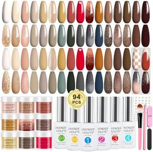 Lavender Violets Dip Powder Nail Kit 30 Colors Morandi Misty Glitter Skin Nude Gold Brown Sage Green Acrylic Liquid Set Base Top Coat Activator Brush Saver with Sticker Manicure Starter B704