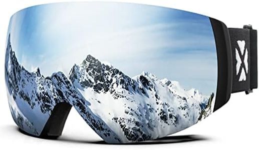 MAXJULI Ski Goggles Men Women,OTG Snow Goggles with Magnetic Interchangeable Anti-fog HD Lens UV Protection (Black Frame/Silver Lens)