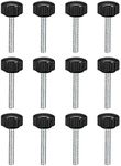 uxcell 12pcs Knurled Clamping Knobs M4 x 30mm Metric Zinc Plated Carbon Steel Male Thread Thumb Screw on Type 16mm Plastic Round Head Threaded Hand Bolt Stud Knobs Black