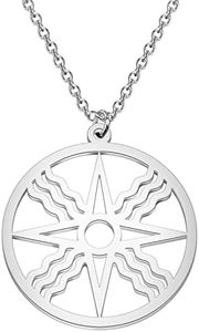 CENWA Stainless Steel Seal of Shamash Symbol Pendant Necklace Sun Symbol Necklace, 3, Stainless Steel, No Gemstone