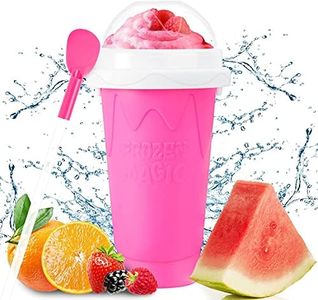 Slushie Maker Cup Slushy Cup, Double Layer Squeeze Slushy Maker Cup, Quick Frozen Magic Squeeze Cup, DIY Homemade Milk Shake Ice Cream Maker Slushie Cup, for Children and Family (Pink)