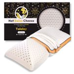 Not Swiss Cheese Premium Talalay Latex Foam Pillow | Natural Medium Soft Orthopedic Cervical Pillow for Neck Pain Relief | Queen Size w/Washable Cover | 27.5 x 15.7 x 5.9 in | Durable & Comfortable