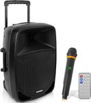 Pyle Portable PA Bluetooth Speaker – 1200W Rechargeable with 30cm Subwoofer, 7.6cm Tweeter, Wireless Microphone, Party Lights, USB/SD/Radio, DJ Speaker with Recording Function