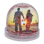 Personalised Photo Snow Globe Glitter Dome Ornament - Clear Base, Glitter Heart (Red) - Ideal and Home Décor