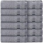 Casabella Face Towels-100% Cotton 12 Pack Set of Flannel Face Cloths Soft & Absorbent Fingertip Towels Perfect for Cleansing & Makeup Removal, Premium Quality Washcloths 30x30cm-Silver Face Flannel