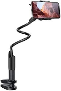 Amkette Flexi Phone Tabletop Holder, Flexible Telescopic Long Arm Mount with 360 Degree Rotatable Clamp Compatible with All Smartphones Upto 6.8 Inches (Black)