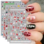 JMEOWIO 10 Sheets Christmas Nail Art Stickers Decals Self-Adhesive Snowflake Xmas Winter Holiday Cute Nail Supplies Nail Art Design Decoration Accessories