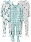 Simple Joys by Carter's Baby Boys' 3-Pack Snug Fit Footed Cotton Pajamas Set, Avocados/Night Sky Print/Tie Dye, 12 Months (Pack of 3)