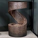 Sunnydaze 13-Inch Winding Showers Polyresin Tabletop Water Fountain with LED Light - Indoor Contemporary Waterfall Feature - Small Decorative Fountain for Home and Office