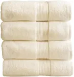 Great Bay Home Ivory Bath Towels - 100% Cotton 4 Pack 54x27 Bath Towel Set - Lightweight, Absorbent, Quick-Dry Towels for Bathroom - Soft, Durable, Ringspun Cotton (Ivory)