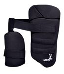 HIRNOTS Cricket Thigh Combo Thigh Guard Ultimate Combo of Cricket Thigh Pad & Inner Thigh Pad for Right Hand (Black), ( Size- Men's )