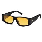 SOJOS Trendy Y2K Polarized Rectangle Sunglasses for Women Men Fashion Designer Rave Sunglasses SJ2228, Black/Yellow