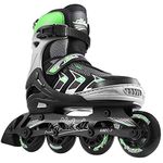 Hikole Adjustable Inline Skates for Adults and Teenagers, Safe Outdoor Roller Skates for Women Men Girls Boys (Green Black, L(37-40))