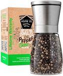 HOME EC Premium Stainless Steel Sea Salt and Pepper Grinder Set of 2 - Adjustable Ceramic, Glass Salt and Pepper Shakers - Pepper Mill & Salt Mill W/Funnel