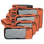 FATMUG Packing Cubes Travel Pouch Bag Organiser Set of 8 (2x Large-Medium-Small and Slim) - Orange (Polyester)