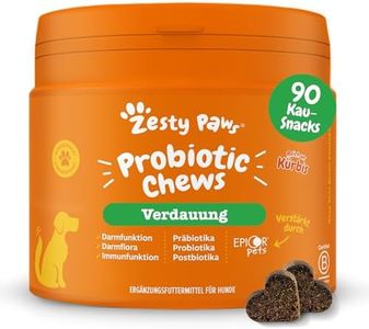 Zesty Paws Probiotika für Hunde – Unterstützt Darmflora, Verdauung & gegen Mundgeruch – Mit Pre-, Pro- & Postbiotika, Kürbis & Leinsamen – Tägliche Anwendung – 90 Kauleckerlis