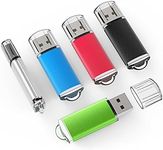 TOPESEL USB Flash Drive 5 Pack 32GB USB 2.0 Flash Drive Memory Stick USB Drive Jump Drive USB Storage Flash Drives Pen Drive Thumb Drives (5 Mixed Colors: Black Blue Green Red Silver)