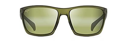 Maui Jim Men's Makoa Polarized Sport Sunglasses, Matte Translucent Khaki Green, Large