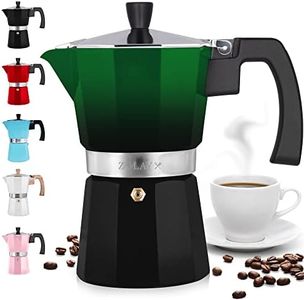 Zulay Kitchen Stovetop Espresso Maker - Moka Pot 6 Espresso Cups - Percolator Coffee Maker for Classic Cuban & Italian Style Espresso - Portable Coffee Maker for Camping & Travel - (Green/Black)