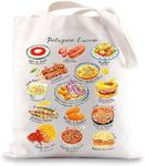 BWWKTOP Portuguese Cuisine Tote Bag Portugal Travel Gifts Portugal Shoulder Bag Portuga Trip Merchandise (portuguese cuisine)