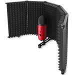 YOUSHARES Microphone Isolation Shield - Foldable Portable Vocal Booth and Studio Acoustic Shield with Sound-Absorbing Foam for Blue Yeti & Any Condenser (5 Panels)