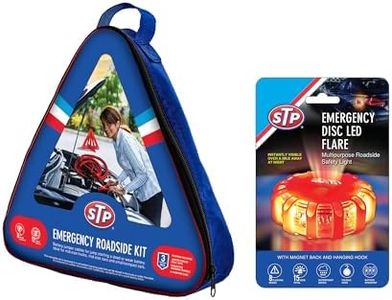 STP Emergency Roadside Kit - Jumper Cables, LED Emergency Puck, Warning Triangle, Carrying Case, Xtreme Easy Assembly