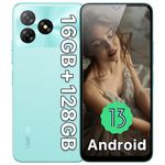 Unlocked Cell Phones Canada, G5 Android 13 Smartphone Unlocked, 5000mAh 8+128GB/1TB Expand, Ultra-Slim 6.6" Screen Android Phone, 50MP Camera Fingerprint/Face Unlocked 4G Dual SIM Mobile Phone Green