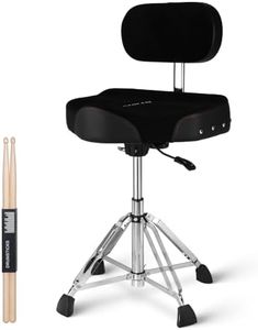 Strich Hydraulic Drum Throne with Backrest, Extra Wide Saddle Seat, Memory Foam Velvet Cushion, Heavy-Duty Stable Base, with Drumsticks for Adult Drummers, Stage & Studio (Atlas Series SDB-40)