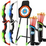 Own1one Bow and Arrow Set for Kids, Kids Archery Set with LED Lights, Suction Cup Arrows, Standing Target, Quivers, Outdoor Toys Gifts for 3 4 5 6 7 8 9-12 Years Old Boys Girls