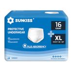 SUNKISS TrustPlus Incontinence and Postpartum Underwear for Men and Women, Disposable Protective Underwear with Maximum Absorbency, Odor Control, XLarge, 16 Count