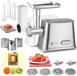 Flora Electric Meat Grinder Mincer-Cheese Grater-Slice and Shredder Kit- Home Kitchen Use for Meat Processor and Sausage Filler Stuffer Kibbe Maker -Max 2800W Model: MGM-GS550 + MG-ACC01