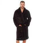 Mens Shawl Collar Plus Size Big and Tall Dressing Gown Bath Robe Black 3XL