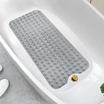 Reds Online Bath Mat Non Slip with Suction Cups and Drain Holes | Shower Mat Anti Mould Machine-Washable Bath Mats for Bathtub | 100x40 cm Rubber Bathtub Mat for everyone (Grey)