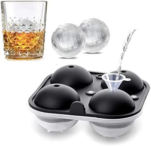 Sunset Silicone Sphere Ice Tray - Mold for 4 Ice Balls 6 cm with Funnel + Locking lid | Flexible Ice Moulds for Whiskey, Cocktails & More | Large Ice Cube Tray Reusable and BPA Free | Aussie Seller