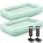 Intex Kids Travel Air Mattress Inflatable Bed Set with Raised Sides, Hand Pump, and Carrying Bag for Camping Trips and Sleepovers, (2 Pack)