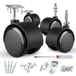 2 inch Caster Wheels (casters Set of 4) 5/16 inch Valve stem and Rotating top Plate Installation Options,Heavy Duty casters Total Load Capacity 1000LBS, Replaceable Wheels for Furniture(Black)