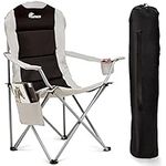 SUNMER Padded Camping Chair - Deluxe Folding Chair with Cup Holder and Side Pocket, Holds up to 120kg - Lightweight 3.3kg - Black & Grey