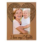 KATE POSH I Love my Auntie Picture Frame, Best Aunt Ever, Engraved Natural Wood Picture Frame (4x6 - Vertical)