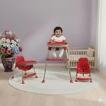 My Giraffe Spotty 3-in-1 Convertible Baby High Chair with Double Tray & Footrest | Easy-to-Clean Feeding & Study Chair for Babies & Toddlers up to 20kg (Red)