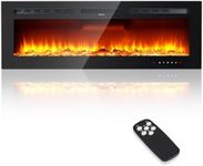 Zstar 50" Electric Fireplace in-Wall Recessed and Wall Mounted with Remote Controls 12 Realistic 3D Flame Colors, 750/1500 W Heater with Timer Adjustable Flame Color and Brightness, Log and Crystals