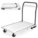 COSTWAY 350kg Folding Platform Truck, Heavy Duty Flat Bed Trolley with 4 TPR Wheels and Handle, Aluminum Alloy Sack Barrow Cart for Luggage Transport