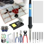 Stained Glass Kit, 23PCS Stained Glass Starter Tool Set, Professional Simple Making DIY Glass & Mosaic Tools Set,Glass Cutter Tool&Soldering Iron Kit for Glass Worker/Glas