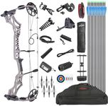 Compound Bow Kit, Hunting & Targeting, Gordon's Limb Made in USA, Draw Weight 30-70 lbs Adjustable, Draw Length 19”-31",up to IBO 320FPS Speed, Package with Archery Hunting Accessories (Gray)