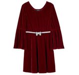 Amy Byer Girls' Long Lantern Sleeve Dress Playwear, Wine, X-Large