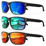 Mens Sunglasses Polarized, Retro Square Sun Glasses for Men Women Sports Style Mirrored with UV400 Protection for Driving (Dark Blue/Green/Orange)