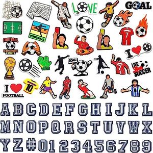 Keismodye 70 abalorios para zapatos, abalorios de fútbol para sandalias tipo zueco, regalo de cumpleaños o pulsera, o regalos de fiesta para niños, adolescentes y hombres